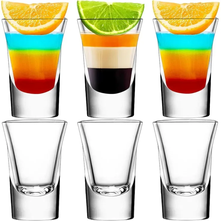 SuproBarware 6er Schnapsgläser 35ml/3.5cl, Shotgläser für Tequila, Wodka, Likör - Spülmaschinenfest, Transparent