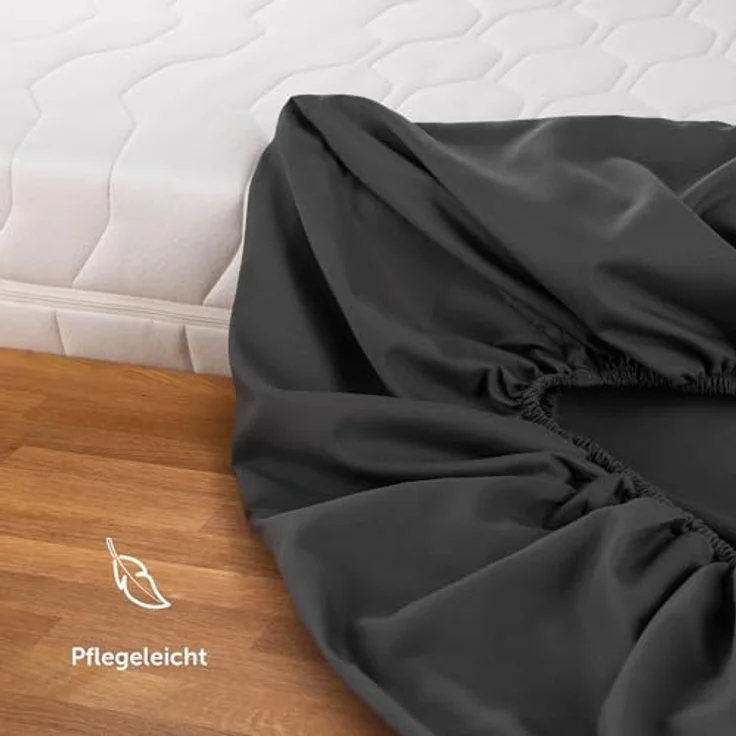 Blumtal® Spannbettlaken 140x200 cm - Bettlaken 140x200 aus Microfaser - Oekotex zertifiziertes Spannbetttuch 140x200 cm / 140x200 Spannbettlaken - Leintuch 140x200 - Bettspanntuch - Laken - Anthrazit – Bild 6