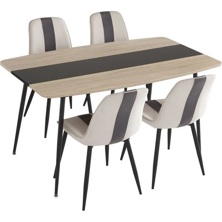 Mondeer Esstisch Esszimmertisch, Glastischplatte Verstellbare Metallbeine, 150 x 85 x 76.5 cm, Eiche