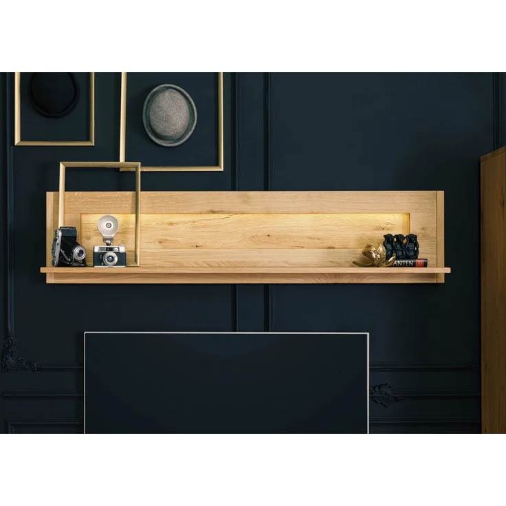 Wandregal Wildeiche inkl. LED 164x25x38 natur geölt CARDIFF #151 – Bild 9