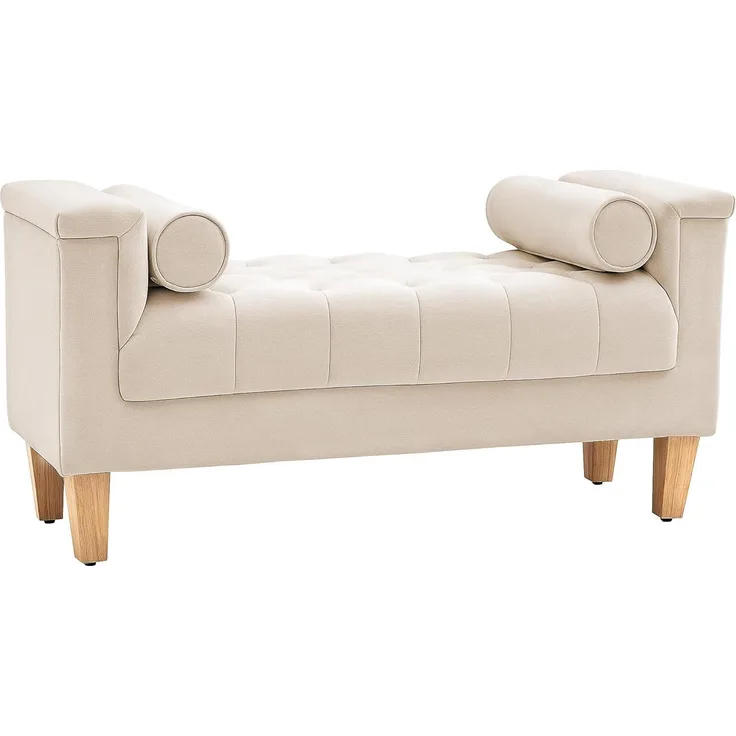 HOMCOM Polsterbank Sitzbank Chenille-Bezug, Armlehne, für Schlafzimmer, Wohnzimmer, Flur 115 x 44 x 58 cm Beige