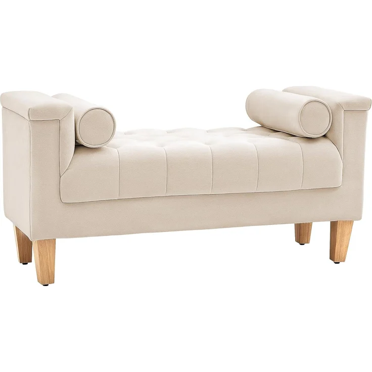 HOMCOM Polsterbank Sitzbank Chenille-Bezug, Armlehne, für Schlafzimmer, Wohnzimmer, Flur 115 x 44 x 58 cm Beige – Bild 1