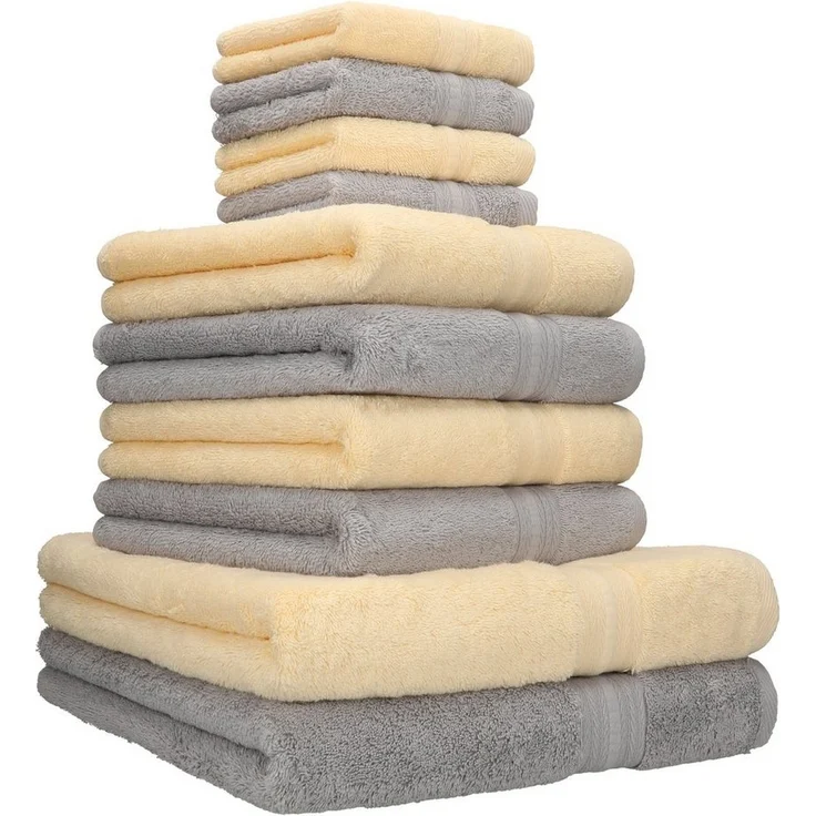 Betz Handtuch Set 10 TLG. Handtuch Set GOLD Farbe beige & Silbergrau, 100% Baumwolle (Set, 10-St), 2 Duschtücher 4 Handtücher 4 Seiftücher – Bild 5