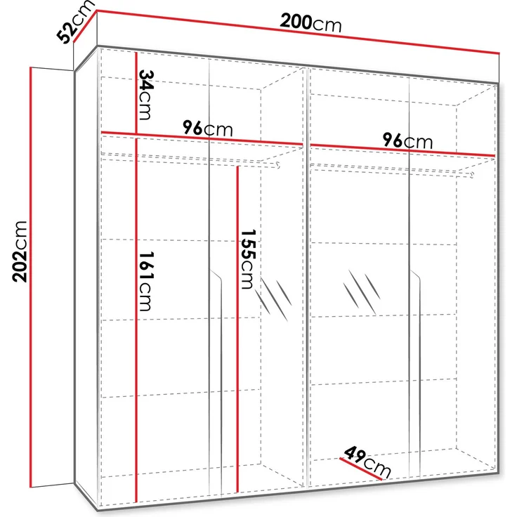 Kleiderschrank Veluna II 200 (Farbe: Cashmere / Cashmere + Gold) – Bild 5