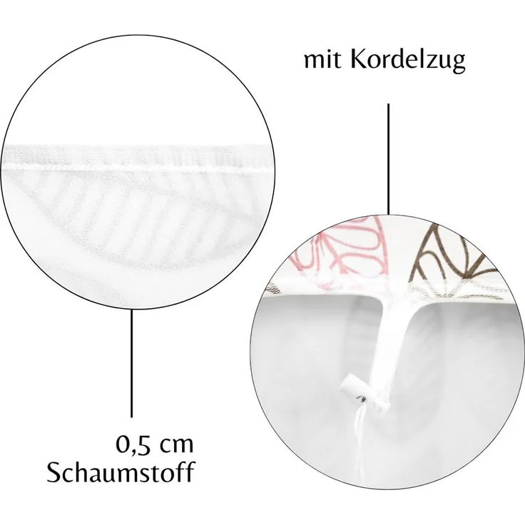 Bügelbrettbezug aus 100% Baumwolle - 131 x 47,5 cm mit Kordelzug, Blattmotiv – Bild 6