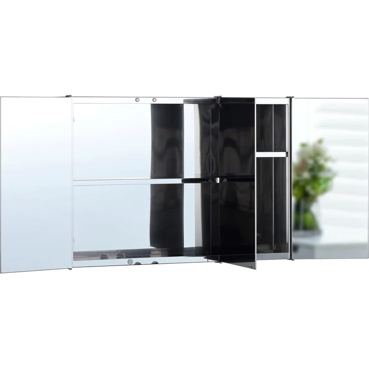 Home Discount Bath Vida Tiano Badezimmerschrank, dreifach verspiegelt, Wandmontage, Edelstahl, moderner Schrank, Glas, Silber, H 45 x W 68 x D 13 cm Approx – Bild 8