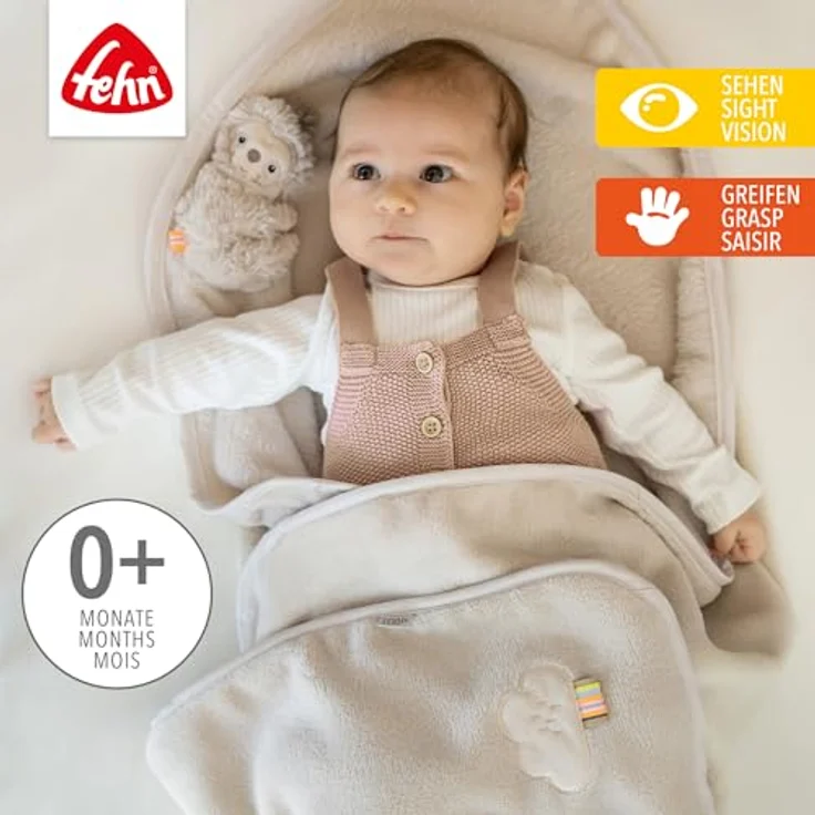 Fehn Kuscheldecke Faultier - 75 x 100 cm Grau – Bild 3