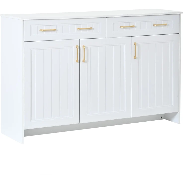 Sideboard 140 x 40 x 90 cm in Weiß mit 2 Schubladen, 3 Türen und verstellbaren Einlegeböden – Bild 7