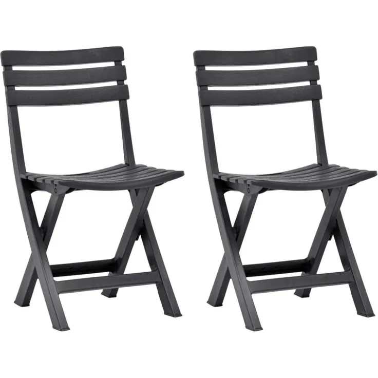 vidaXL Klappbare Gartenstühle 2 Stk. Kunststoff Anthrazit 48787