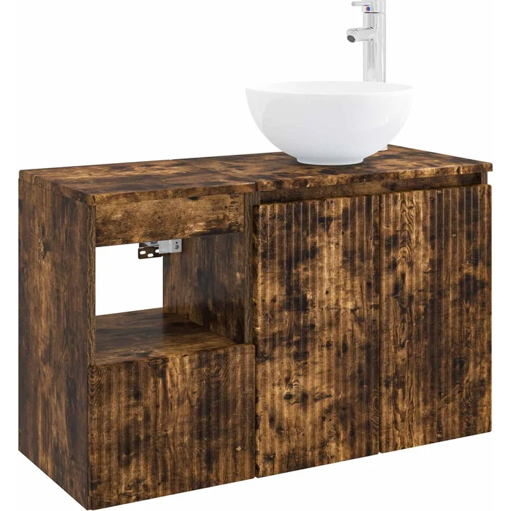 vidaXL Badezimmerschrank-Set 2 stk. Geräucherte Eiche 3404029 – Bild 2