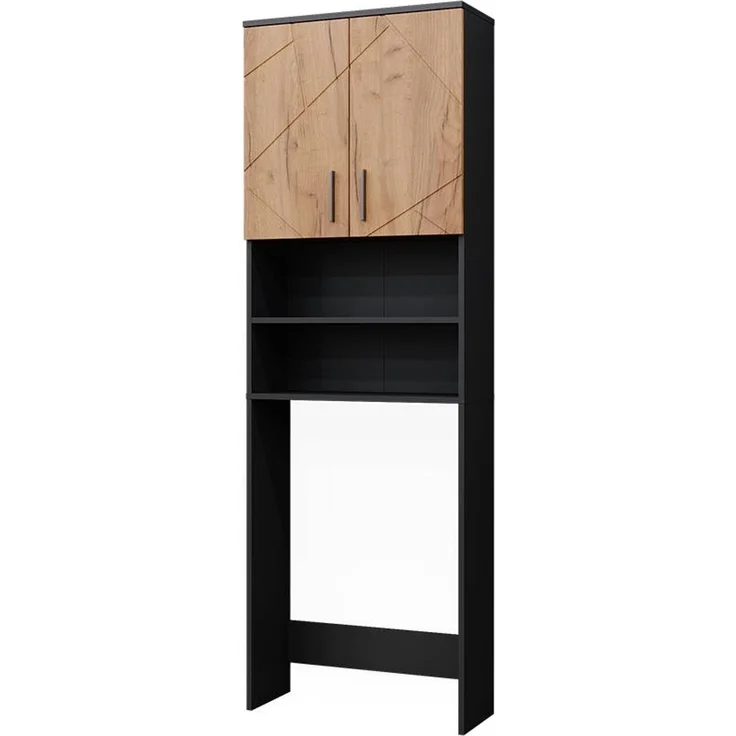 Waschmaschinenschrank Irma Goldkraft Eiche/Anthrazit 64 x 190.5 cm Vicco – Bild 1