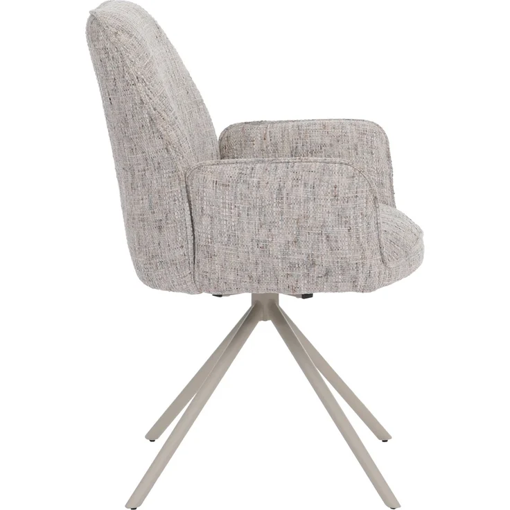 Esszimmerstuhl HWC-G67, Küchenstuhl, drehbar Auto-Position Metall Chenille (410g/m²) ~ Gestell creme, beige-hellgrau – Bild 8