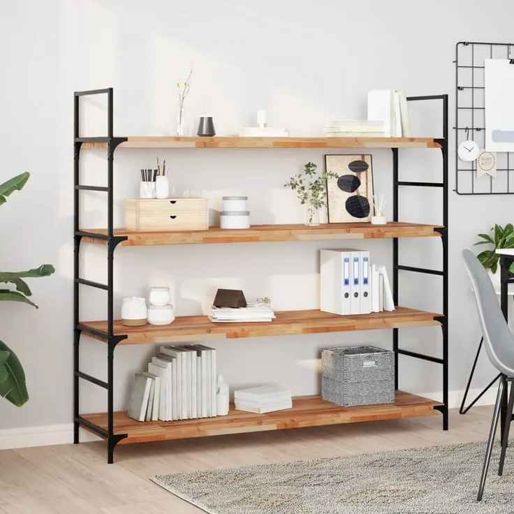 Schweberegal, Bücherregal Wand, Wandregal 120 x 40 x 4 cm Massivholz Akazie Ölbehandelt