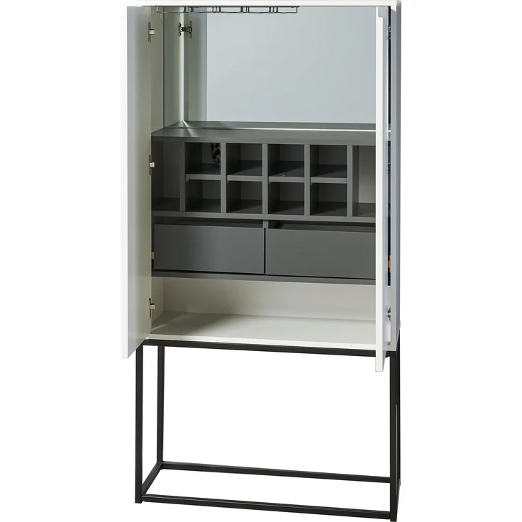 Barschrank >Bar 3< 10 Fächer, Halterung für Weingläser, Weiß matt - 79x156x38cm (B/H/T) – Bild 5