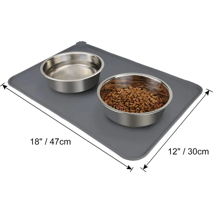 Joytale Napfunterlage für Hund und Katze rutschfest, Silikon grau, 47x30 cm – Bild 3