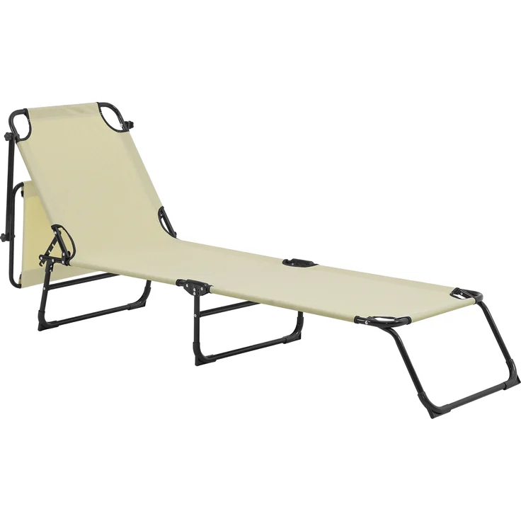 2er Set Sonnenliege Lomeda mit Sonnendach 187x53x27cm Creme [casa. pro] – Bild 3