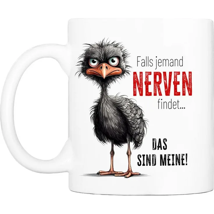 Cadouri Tasse mit Spruch 'Nerven' Kaffeetasse Büro Arbeit, Geschenk, Keramik, Kaffeebecher, Geschenkidee Arbeitskollege, lustig, Humor, 330 ml
