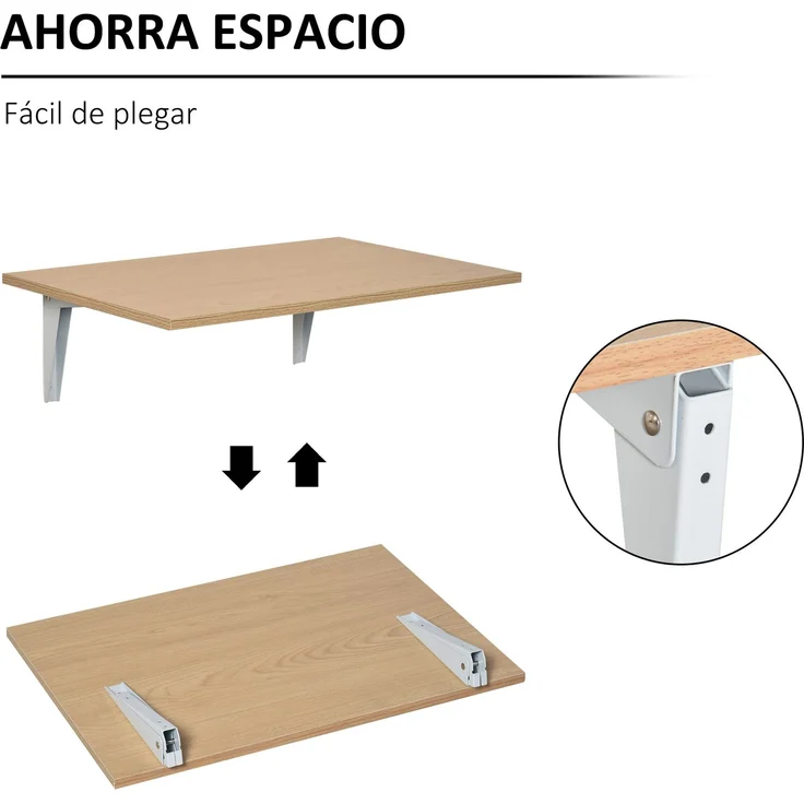 JARDJ Wandklappbarer Klapptisch aus Holz, platzsparend für Küche, Esszimmer, Schlafzimmer, 60 x 40 x 20 cm, Natur – Bild 5