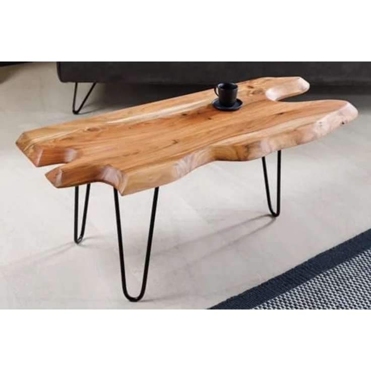 riess-ambiente Couchtisch WILD 100cm natur / schwarz (Einzelartikel, 1-St), Wohnzimmer · Massivholz · Metall · Baumkante · Unikat – Bild 2