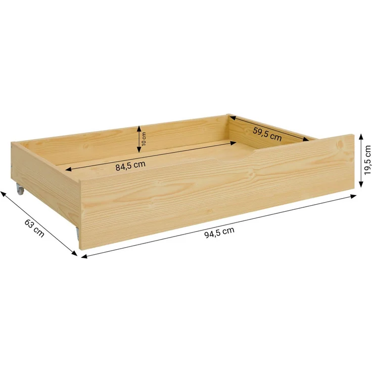 Kinderbett 90x200 cm mit Matratze 2 Bettkästen Rausfallschutz Holzbett Natur Einzelbett Gitterbett Holzbettrahmen – Bild 4
