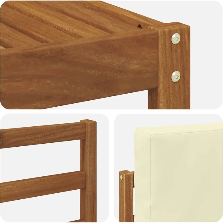 vidaXL Outdoor-Sofagarnitur 6 pcs Natur und Creme Massivholz Akazie 3366273 – Bild 6