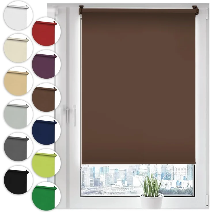 Verdunkelungsrollo Klemmfix ohne Bohren 85x150 cm Braun Verdunklungsrollo Fensterrollo Rollo Seitenzugrollo Klemmrollo für Fenster & Tür – Bild 1