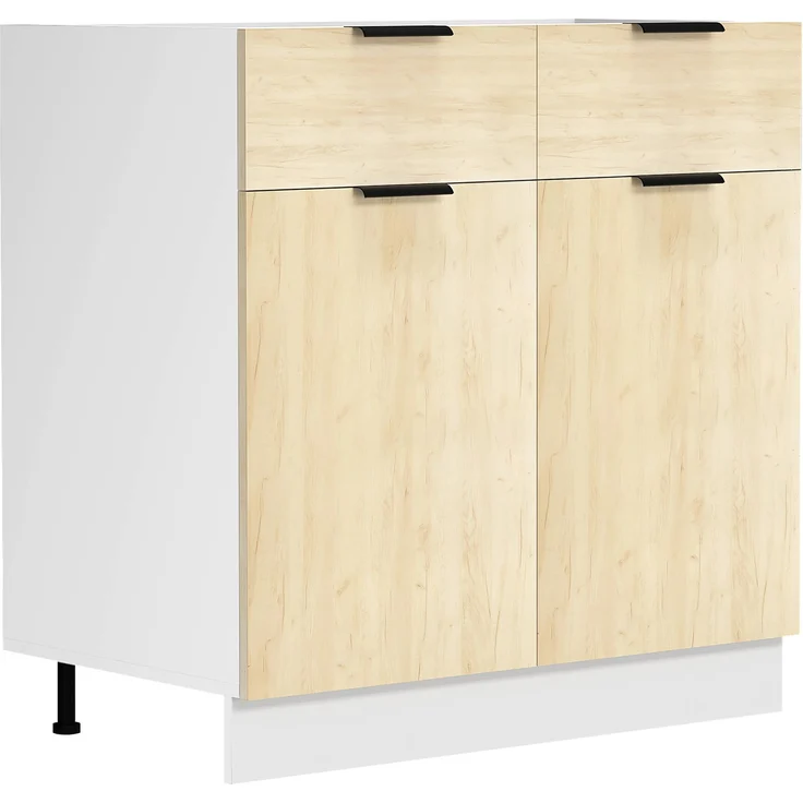 VCM Küchenmöbel Unterschrank Fasola 920534 Weiß / Honig-Eiche H. 82 x B. 80 x T. 46 cm – Bild 1