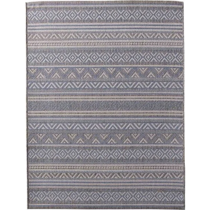 TaraCarpet Teppich Regina Teppich aus robustem Flachgewebe für In und Outdoor, rund, Höhe: 7 mm, Küche Wohnzimmer Terrasse Garten Balkon Boho blau 160x160 – Bild 4