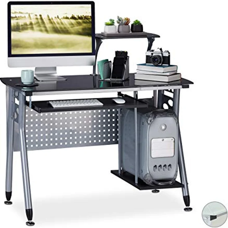 Moderner Computertisch mit Glasplatte – Bild 2