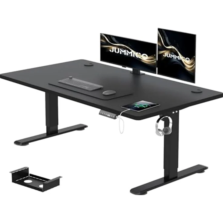 JUMMICO Schreibtisch höhenverstellbar mit 4 Memory-Funktionen, Schwarz, 120x80 cm – Bild 2