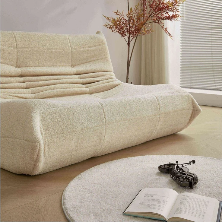 HAUSS SPOLE Sitzsack 2-Sitzer Lazy-Sofa aus Teddy-Samt, modernes Design, Wohnzimmer Beige (1 St), Relaxsessel Polstermöbel – Bild 3