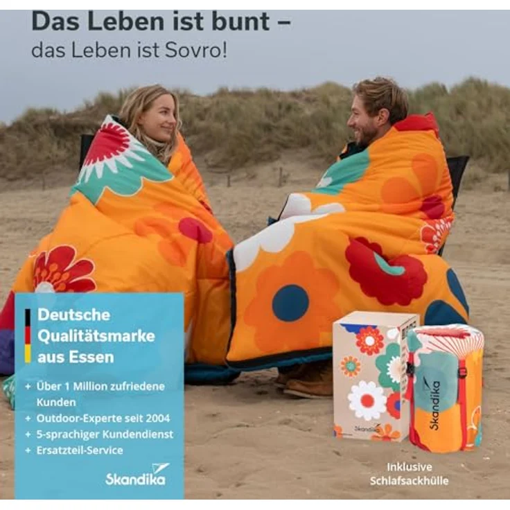 Skandika Deckenschlafsack Sovro 190 Flower, Schlafsack Outdoor für Erwachsene, 3 Jahreszeiten – Bild 8