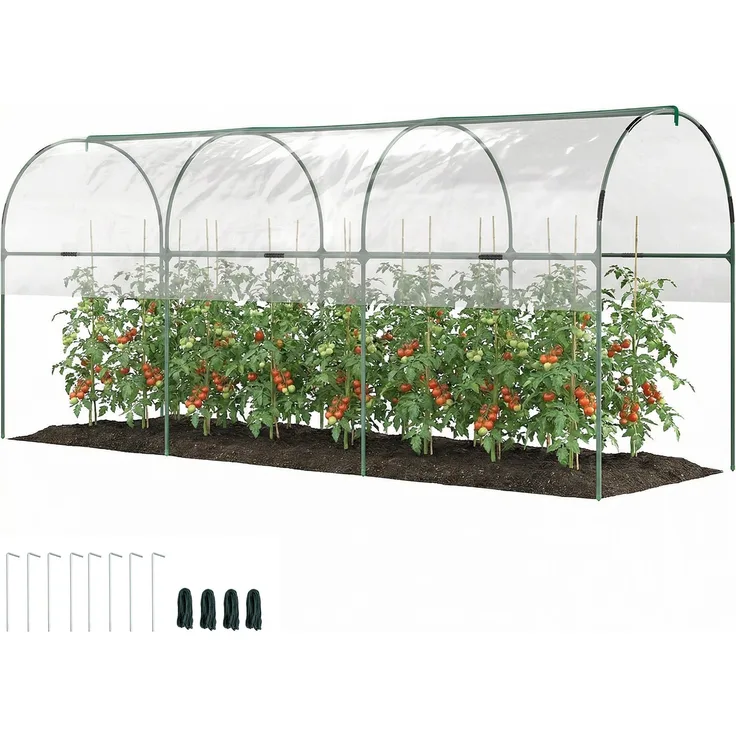 Outsunny Gewächshaus, Stahl, Kunststoff, Transparent, 400L x 120B x 170H cm