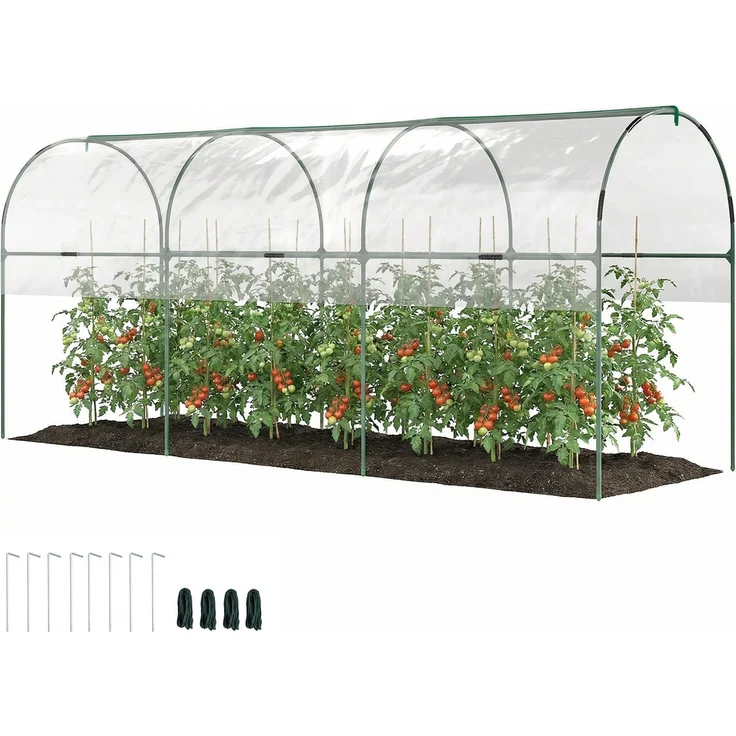 Outsunny Gewächshaus, Stahl, Kunststoff, Transparent, 400L x 120B x 170H cm – Bild 1