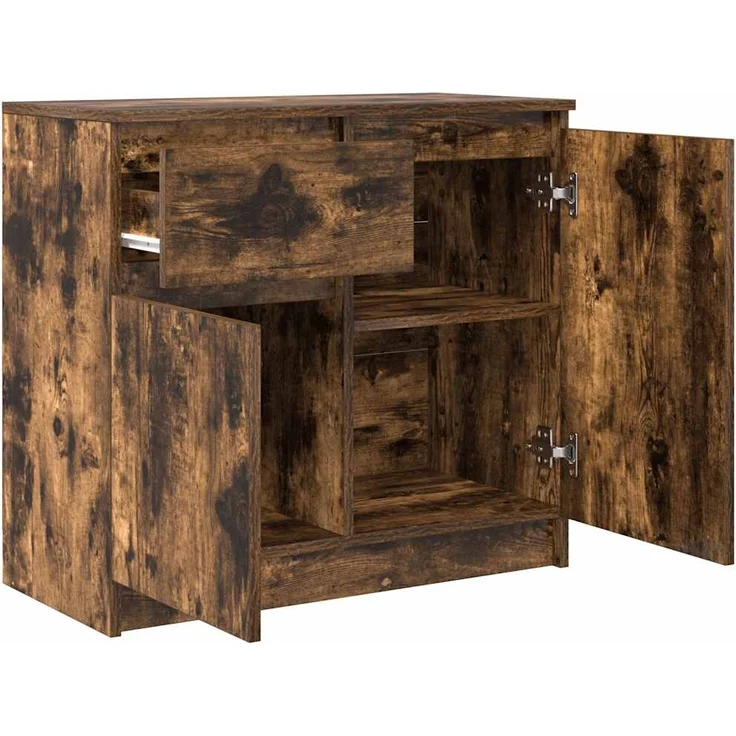 vidaXL Sideboard mit Schublade Räuchereiche 71x35x65 cm Holzwerkstoff 861602 – Bild 4