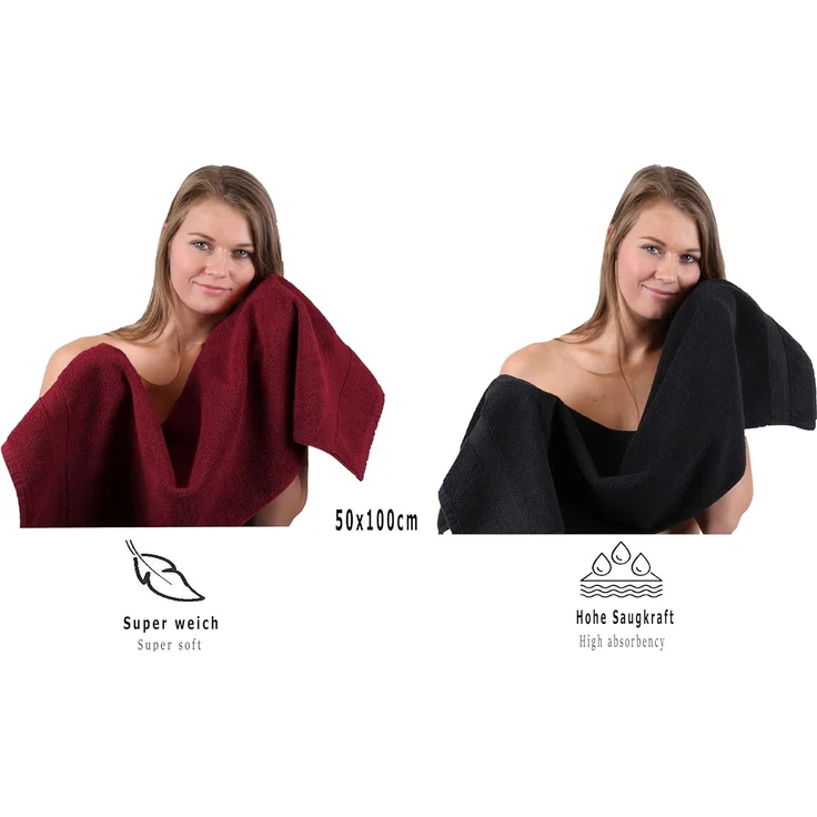 Betz Handtuch Set 10-TLG. Handtuch-Set Premium, 100% Baumwolle (Set, 10-St), Farbe Dunkelrot & Schwarz – Bild 6