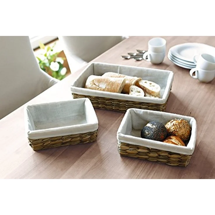 Eckiges Korbset, 3tlg. Aufbewahrungskorb Korb Brotkorb Pilzkorb Küche – Bild 4