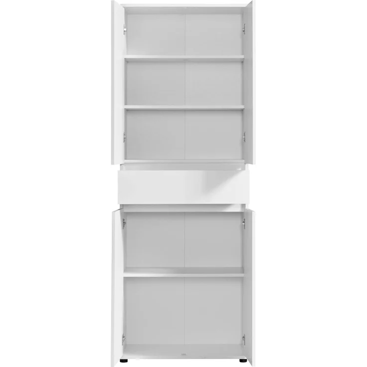 Home Collective Mehrzweckschrank Schrank 60 cm breit mit 4 Türen & Schublade mit 3 Einlegeböden 64x34x180 cm (BxTxH) Weiß – Bild 7