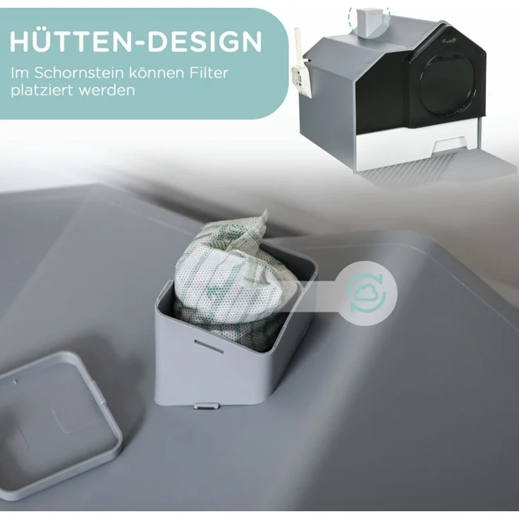 Katzentoilette aus Kunststoff mit herausnehmbarer Wanne, 45x47x42 cm, Grau – Bild 5
