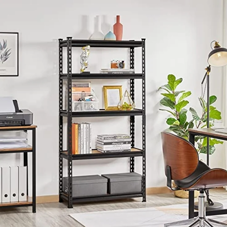 Yaheetech 5-stufiges Lagerregal mit verstellbaren Regalböden, Schwerlastregal Kellerregal Standregal Steckregal je Fach 175kg belastbar, 75 x 30 x 153 cm/schwarz – Bild 2