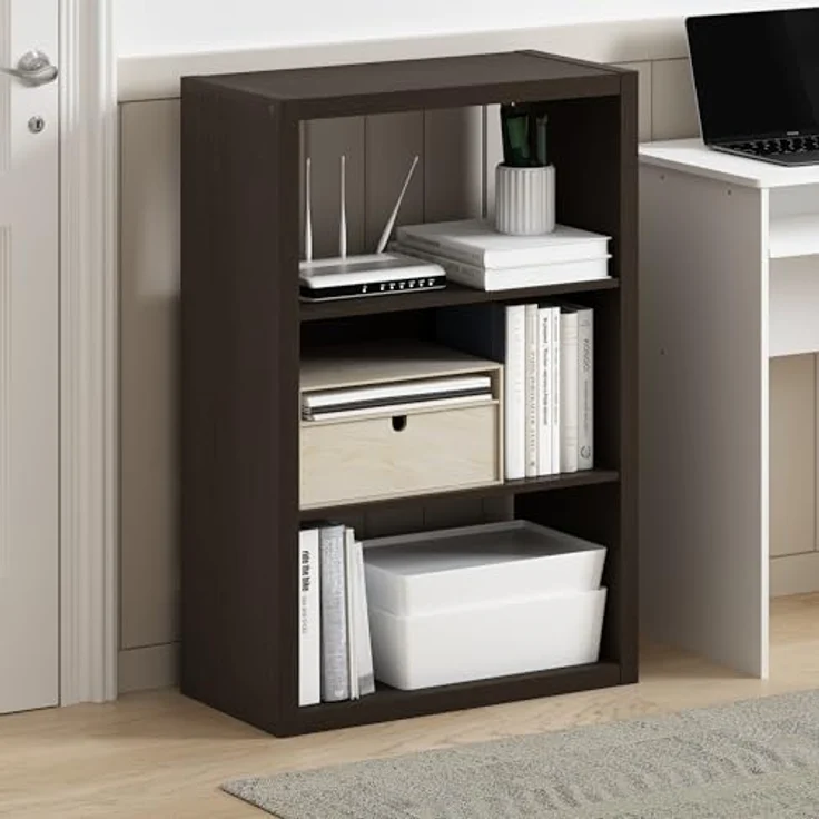 Furinno Viola 3-stöckiges Offenes Regal Bücherregal, Bücherregal, Dunkle Eiche – Bild 2