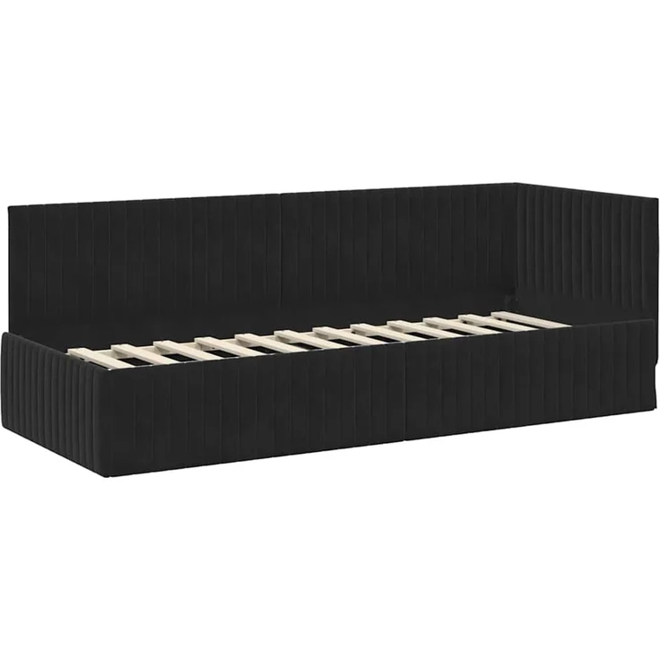 vidaXL Eckbettgestell mit Matratze mit Kopfteil 2 pcs Schwarz Samt 3393803 – Bild 6