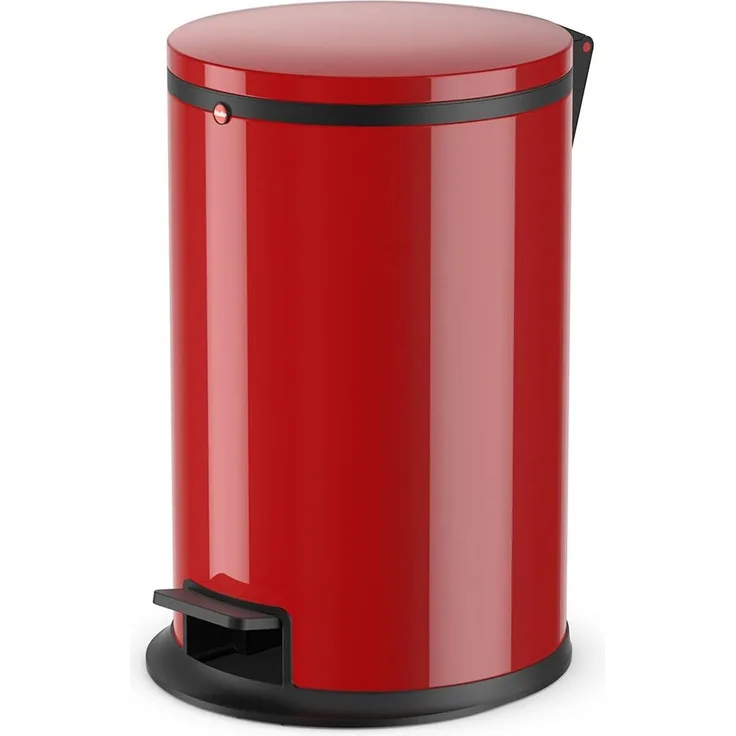 Hailo Treteimer Pure M, Abfalleimer, Mülleimer, Stahlblech, Rot, 12 L, 0517-040