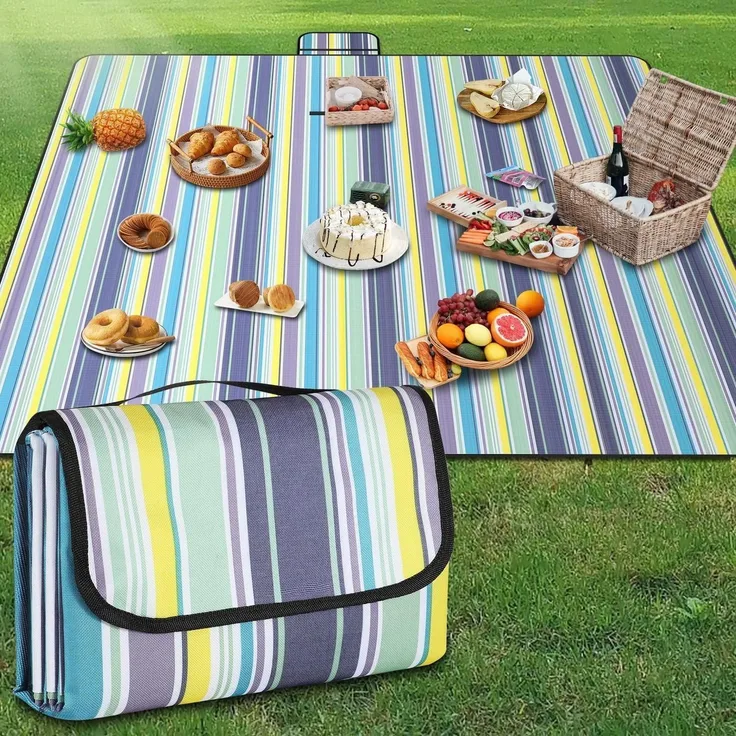 Picknickdecke wasserdicht 200x200cm Blau 200 x 200 cm (Quadratisch)