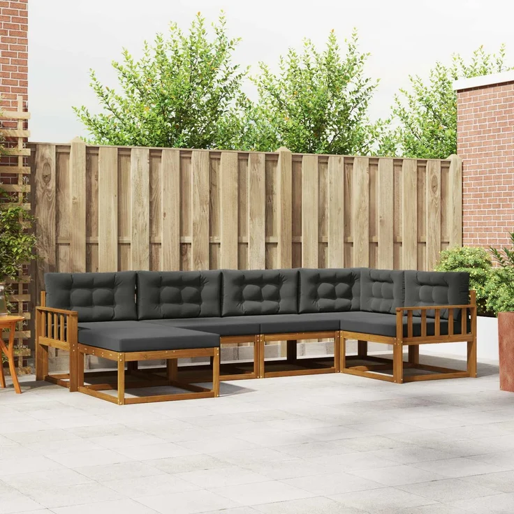 vidaXL Outdoor-Sofagarnitur 6 stk. 6-Sitzer Natur und Anthrazit 3367820 – Bild 1