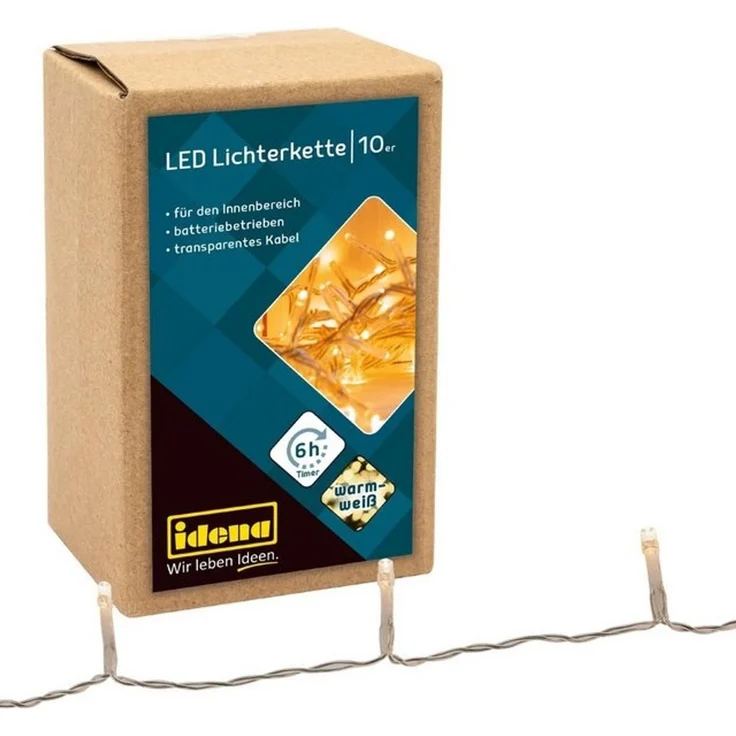 Idena LED-Lichterkette Idena 8582065 - LED Lichterkette mit 10 LEDs in Warmweiß, mit 6 Stunde – Bild 4