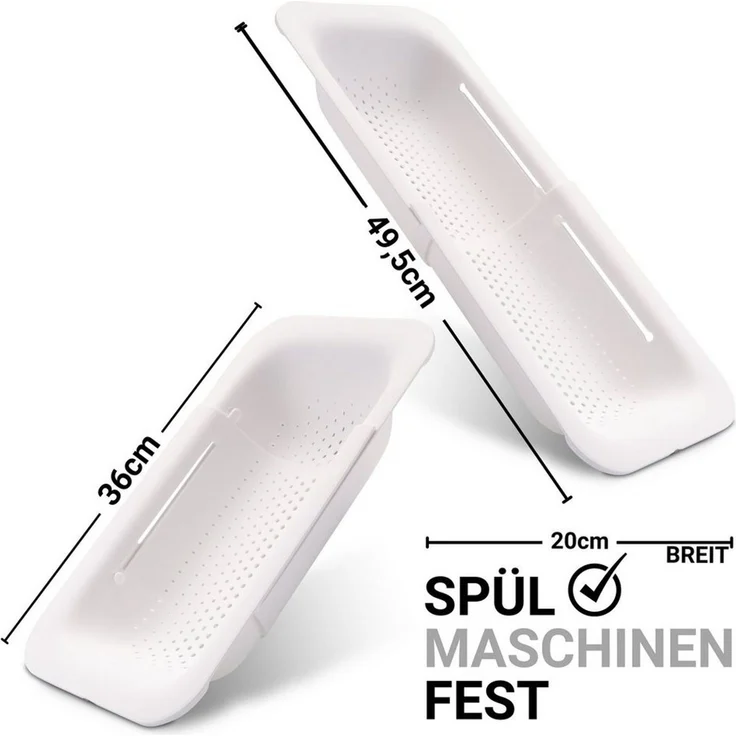 LINFELDT Küchensieb Ausziehbares Abtropfsieb für die Spüle 36 - 49,5cm, Spülmaschinenfest – Bild 3