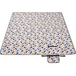 Songmics Picknickdecke, wasserdicht, maschinenwaschbar & faltbar, Polyester, gelbe / blaue Dreiecke, 200 x 200 cm
