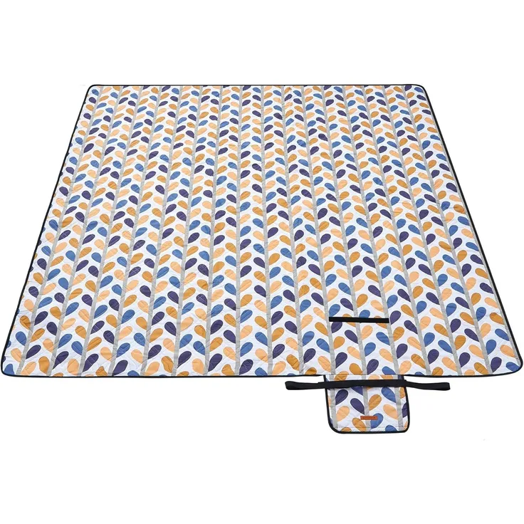 Songmics Picknickdecke, wasserdicht, maschinenwaschbar & faltbar, Polyester, gelbe / blaue Dreiecke, 200 x 200 cm