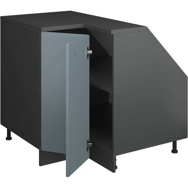 Eck-Küchenschrank für Dachschrägen R-Line Blau-Grau 75.6 cm mit 1 Tür, Schrankkorpus 60 cm Tiefe Vicco – Bild 3